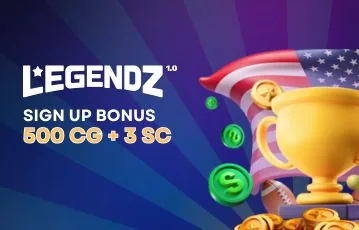 Legendz sign-up bonus banner with Gold Coins and Sweeps Coins