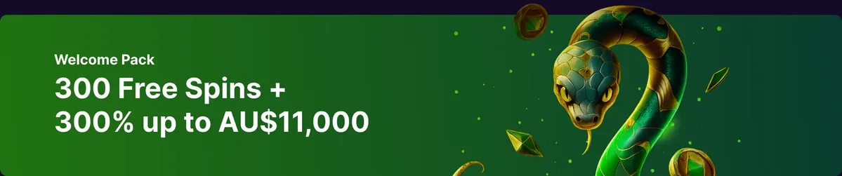 Neospin welcome pack banner: 300 free spins and 300% up to AU$11,000